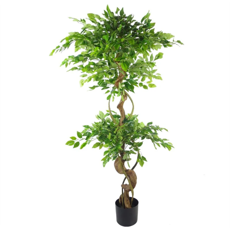 Image of Leaf Artificial Japanese Fruticosa Tree Twisted Large Ficus 150cm Leaf Design UK Botanik Green