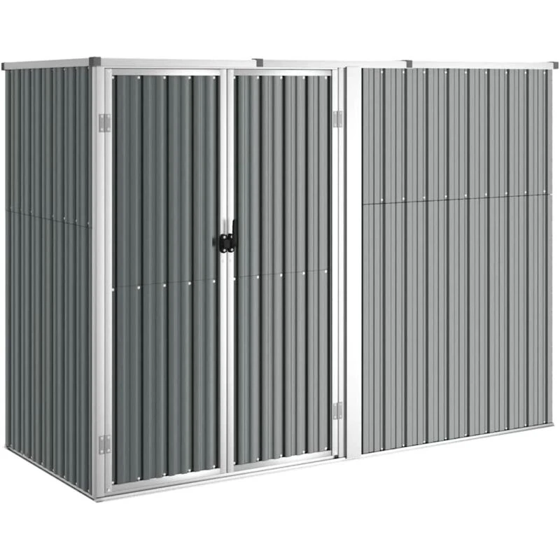 Image of vidaXL Garden Tool Shed Grey 225x89x161cm Galvanised Steel, Grey 316214