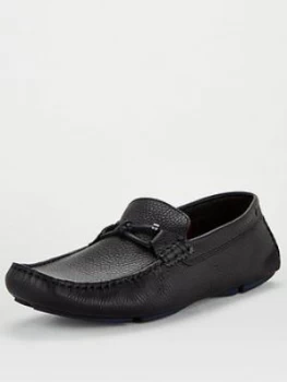 Image of Ted Baker Ottro Leather Driver Loafers - Black, Size 7, Men