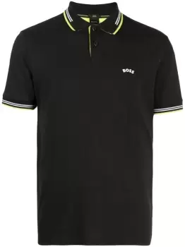 Image of BOSS Paul Curved Polo Shirt Black
