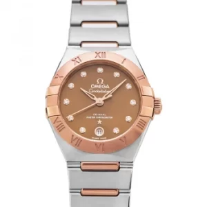 Image of Constellation Co-Axial Master Chronometer Quartz Brown Dial Diamonds Ladies Watch