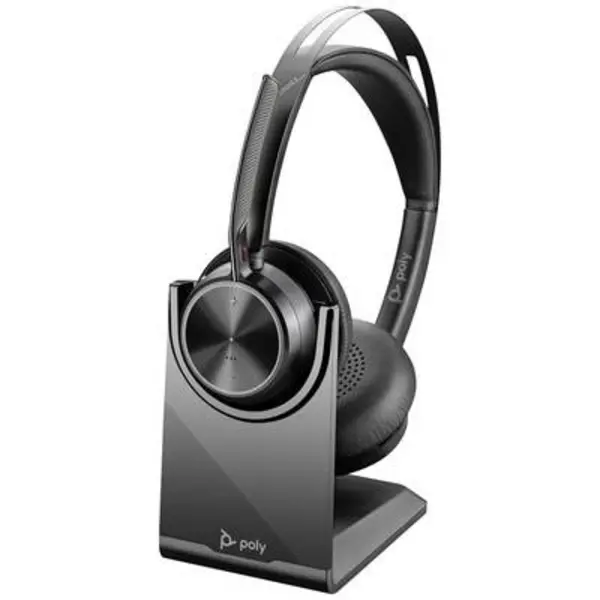 Image of Poly POLY Voyager Focus 2 UC On-ear headset Bluetooth (1075101), Corded (1075100) Stereo Black Headset, incl. charger and docking station 7S4L6AA