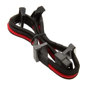 Image of Silverstone 4-pin Molex to 4x SATA cable 30cm - Black / Red