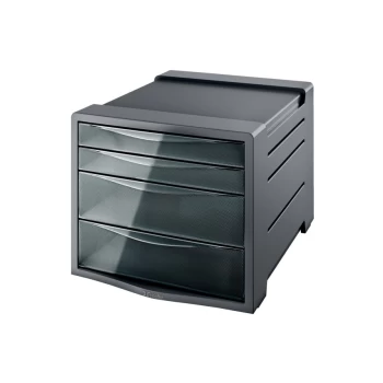 Image of Intego 4 Drawer Cabinet - Translucent Smoked Grey