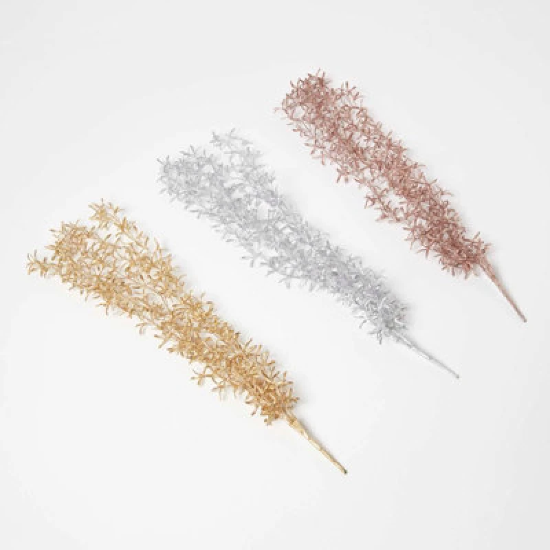 Image of Homescapes Silver & Gold Mistletoe Garland Set of 3, 53cm Multi