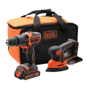Image of Black & Decker 18V Twin Kit. Combi Drill & Mouse Sander