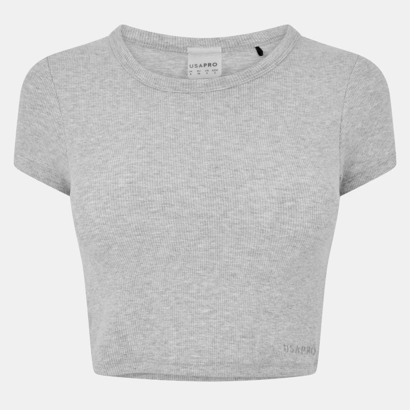 Image of USA Pro x Sophie Habboo Built in Bra Baby Tee - Grey Grey 8