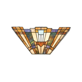 Image of Inglenook - 2 Light Tiffany Uplighters Tiffany glass, E14 - Elstead