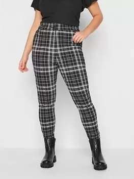 Image of Yours Check Bengaline Mono Trouser, Black, Size 24, Women