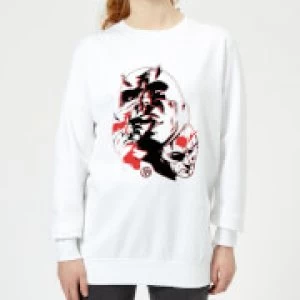 Image of Marvel Knights Daredevil Layered Faces Womens Sweatshirt - White - M