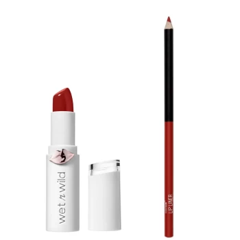 Image of wet n wild Mega Last High Shine Lipstick and Color Icon Lip Liner Duo (Various Shades) - Fire Fighting
