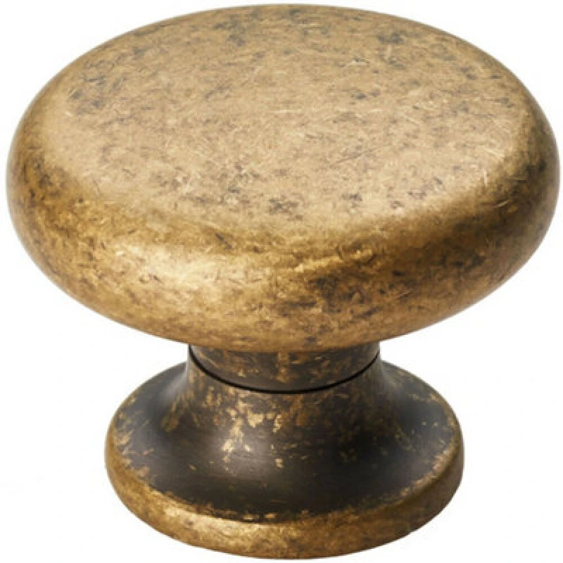 Image of Loops Flat Faced Round Door Knob 34mm Diameter Antique Brass Small Cabinet Handle Metallics unisex