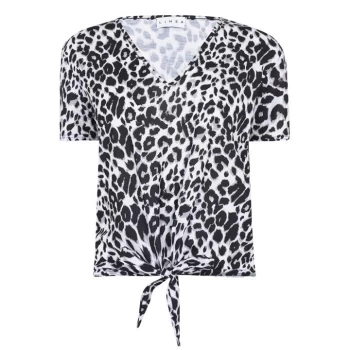 Image of Linea Tie Front T Shirt - Animal