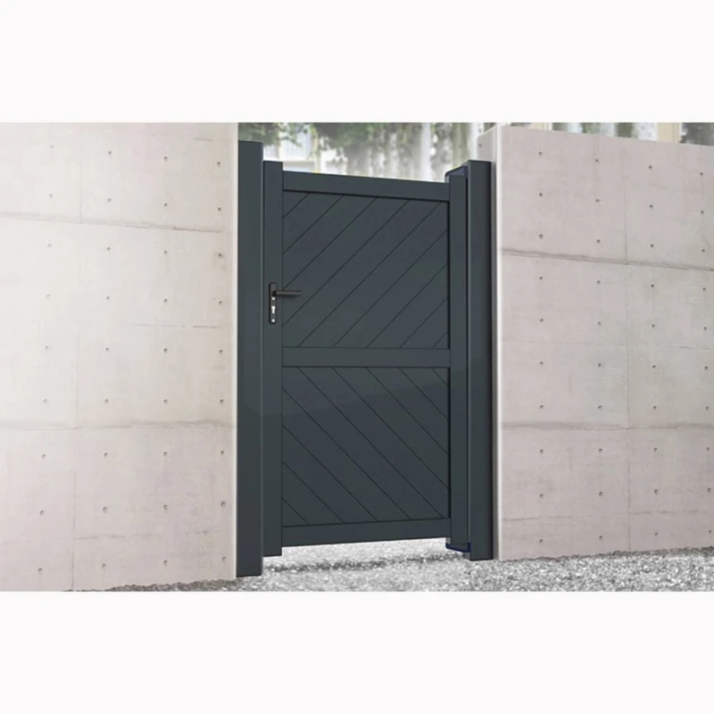 Image of Ready Made Gates Pedestrian Gate 1000x2000mm Black - Diagonal Solid Infill & Flat Top Black Unisex