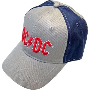 Image of AC/DC - Red Logo Unisex Baseball Cap - Grey/Blue