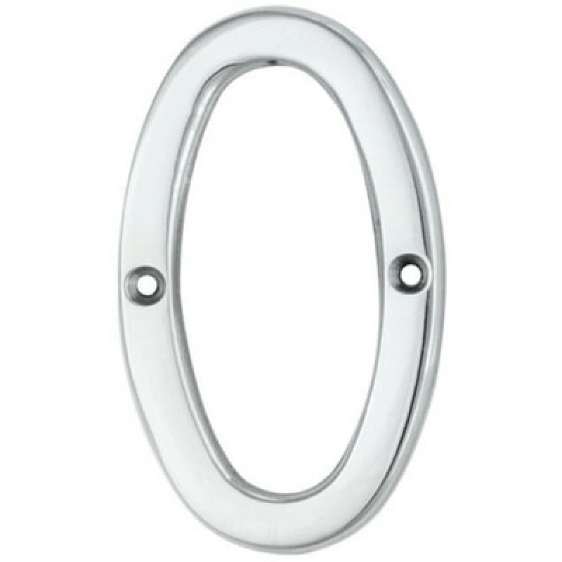 Image of Loops Polished Chrome Door Number 0 75mm Height 4mm Depth House Numeral Plaque Multi