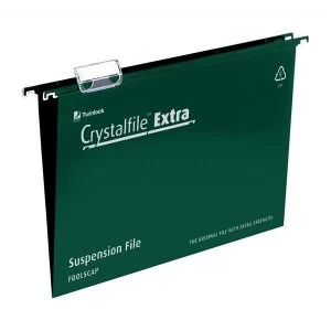 Image of Rexel Crystalfile Extra FoolscapSuspension File 15mm Green Pack of 25 Suspension Files
