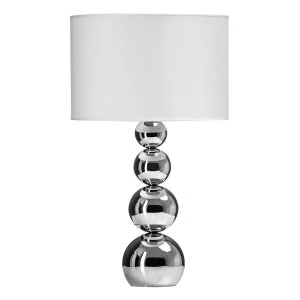 Image of Premier Housewares Cameo Touch Table Lamp with Chrome Iron Base & White Fabric Shade