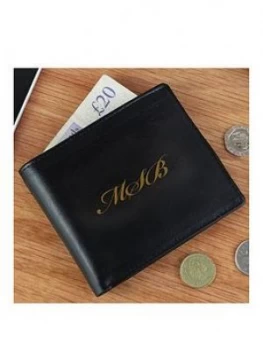 Image of Personalised Monogram Black Leather Wallet