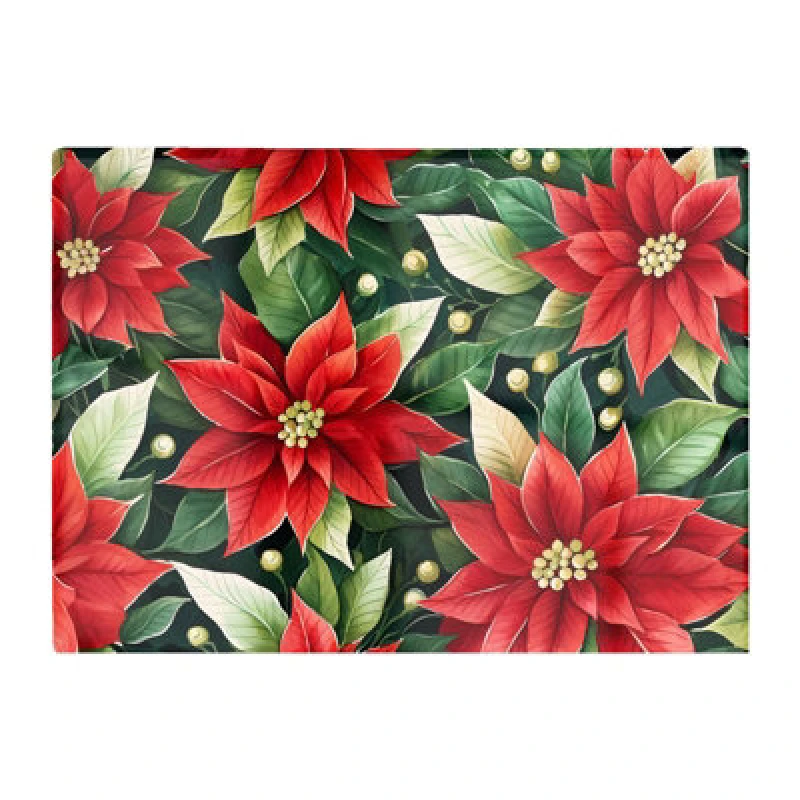 Image of Warren Reed Designer Poinsetta Watercolour Glass Chopping Board