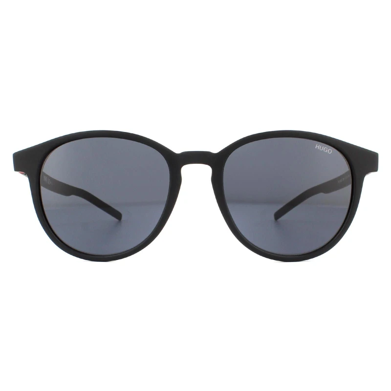 Image of HUGO Round Matte Black Grey Sunglasses Black
