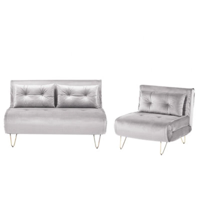 Image of Beliani Living Room Set 3 Seater Vestfold Velvet Grey