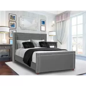 Image of Cubica Bed Small Double Plush Velvet Grey