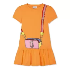 Image of Marc Jacobs Girls Handbag Cotton Dress - Orange