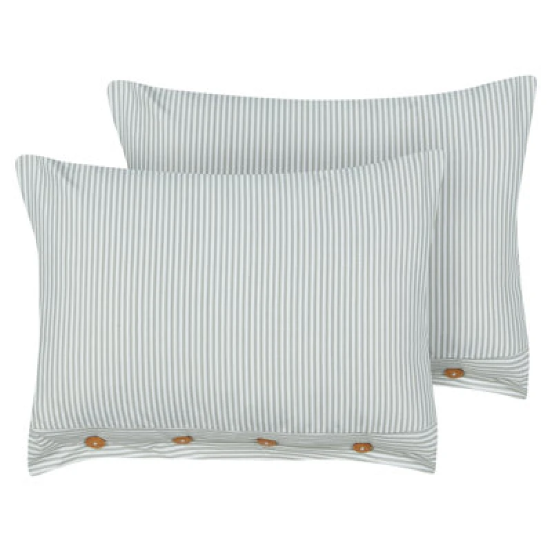 Image of Beliani Set Of 2 Decorative Cushions Sebrine 40 X 60 Cm Mint Green Striped