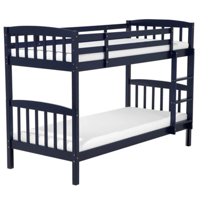 Image of Beliani Bunk Bed Wood Revin 90 X 200 Cm (Eu Single) Navy Blue