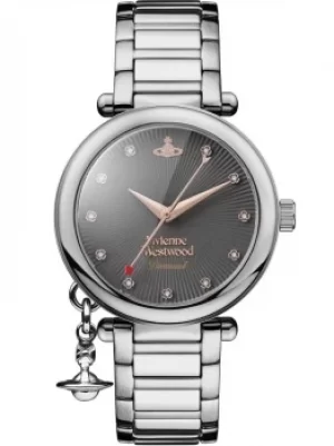 Image of Vivienne Westwood Ladies Orb Black Diamond Set Dial Bracelet Watch...
