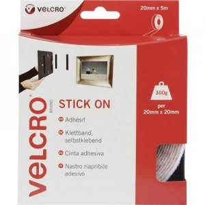 Image of VELCRO VEL-EC60216 Hook-and-loop tape stick-on Hook and loop pad (L x W) 5000 mm x 20 mm White 5 m