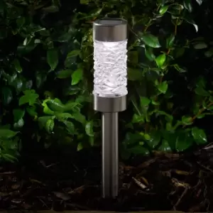 Image of SuperBright LED Solar Stake Light MONTANA (4 Pack) White Brushed Stainless Steel