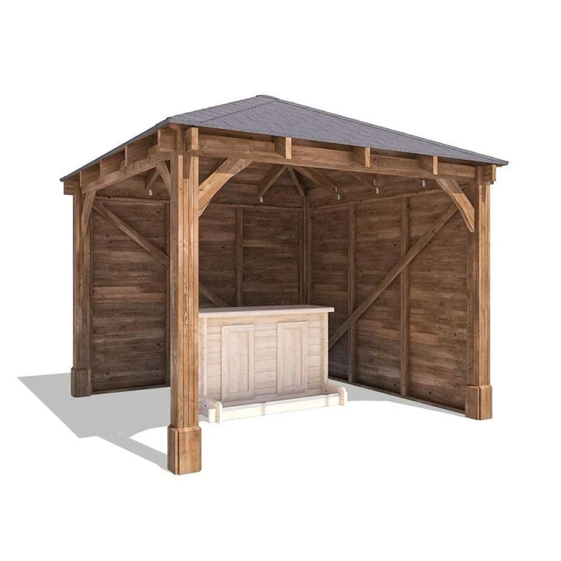 Image of Dunster House Garden Bar Gazebo 3M X 3M Leviathan Heavy Duty Garden Shelter With Log Bar Included