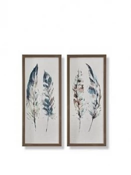 Image of Graham & Brown Set Of 2 Painterly Feathers Framed Canvas