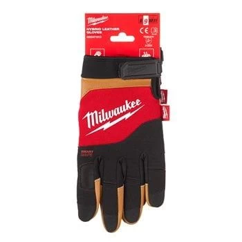 Image of Milwaukee Hybrid Leather Work Gloves Brown / Red 2XL