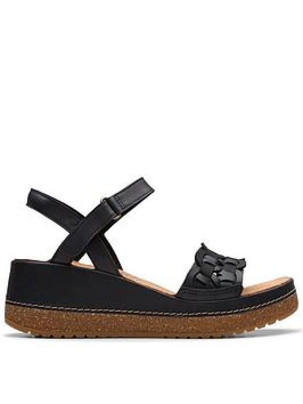 Image of Clarks Kassanda Bar Leather Womens Heels Sandals - Black - Size:UK 8