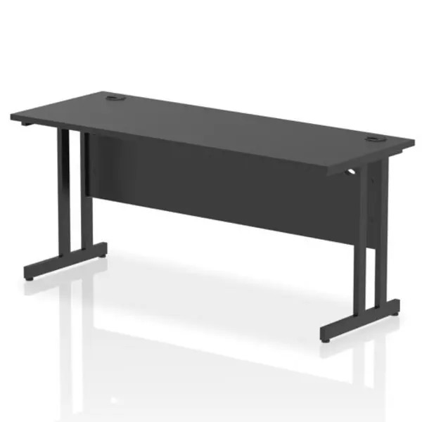 Image of Impulse Impulse 1600 x 600mm Straight Office Desk Black Top Black Cantilever Leg IRDC166BBLK