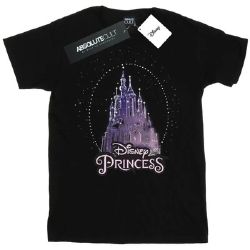 Image of Disney Princess Christmas Castle Cotton T-Shirt Black female