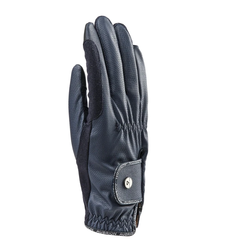 Image of Aubrion Stadium Synthetic Leather Riding Gloves in Navy Size: Small Navy Unisex S