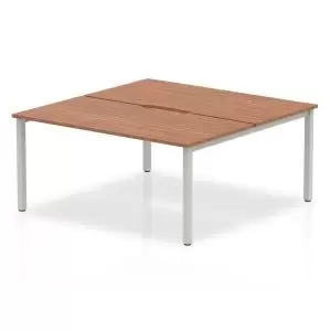 Image of B2B Silver Frame Bench Desk 1600 Walnut 2 Pod