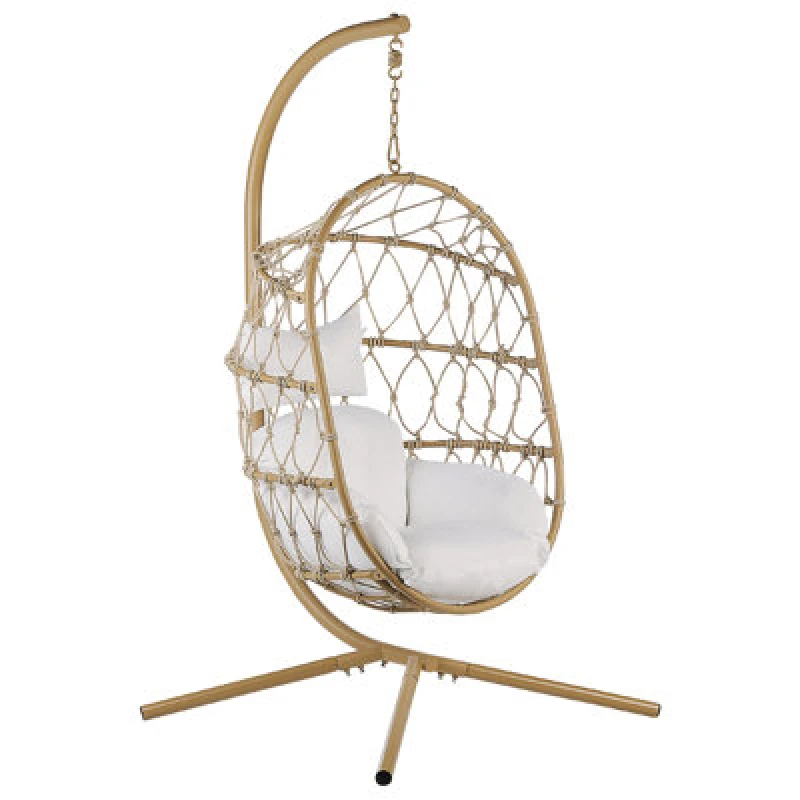 Image of Beliani Hanging Chair With Stand Adria Metal Beige