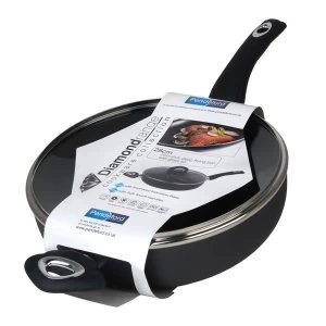 Image of Diamond Non Stick Deep Fry Pan With Glass Lid 28cm