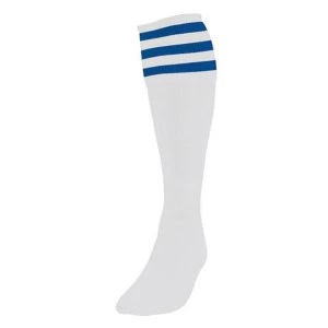 Image of Precision 3 Stripe Football Socks White/Royal - UK Size 3-6