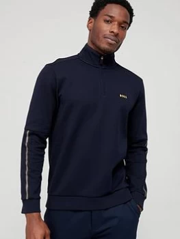 Image of BOSS Quarter Zip Sweatshirt - Dark Blue , Dark Blue Size M Men