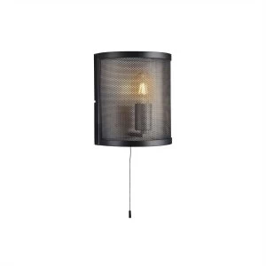 Image of 1 Light Wall Light Mesh Matt Black, E27
