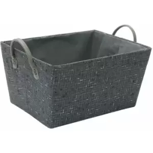 Image of Shadow Tapered Rectangular Fabric Storage Basket with Handles - JVL