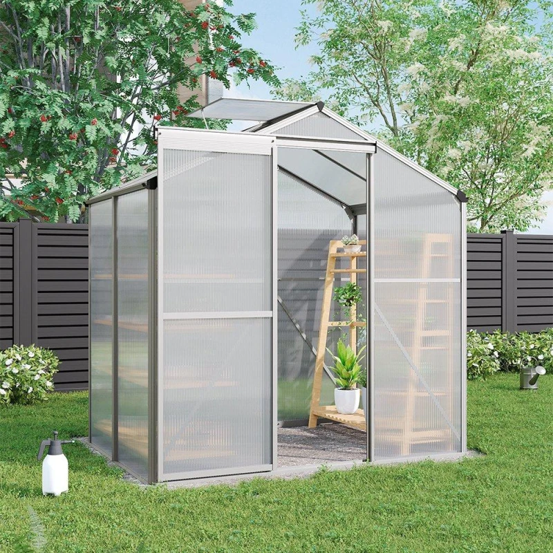 Image of Breeins Outdoor 6x4fts Aluminium Greenhouse with No Base - White White L