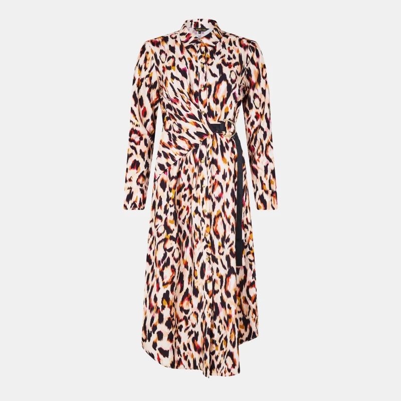 Image of Biba Tie Shirt Dress Pink animal female 8 (XS)