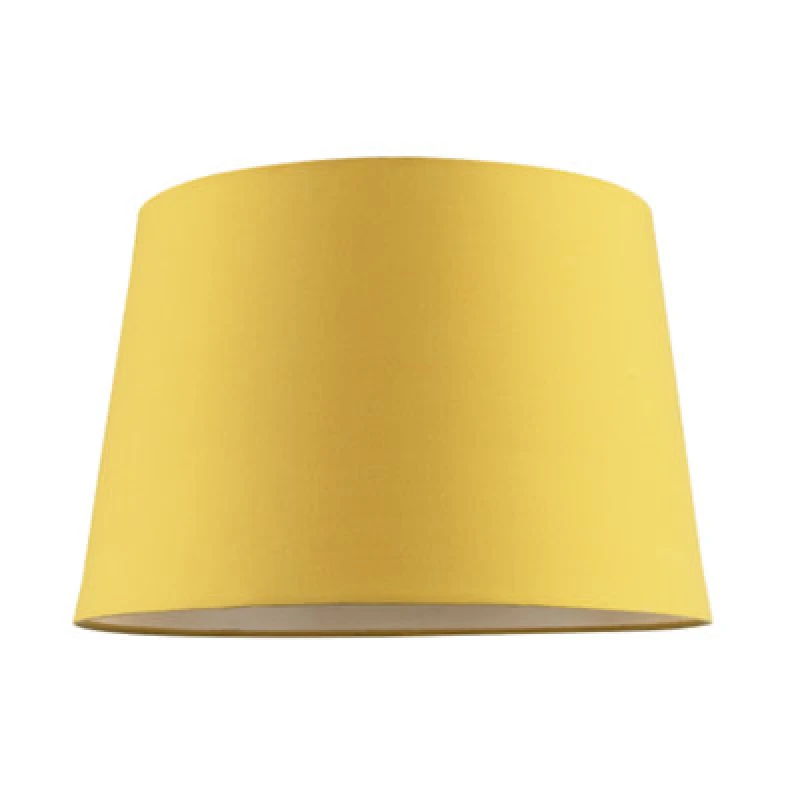 Image of Happy Homewares Yellow Cotton Fabric 12" Drum Lampshade With White Cotton Inner
